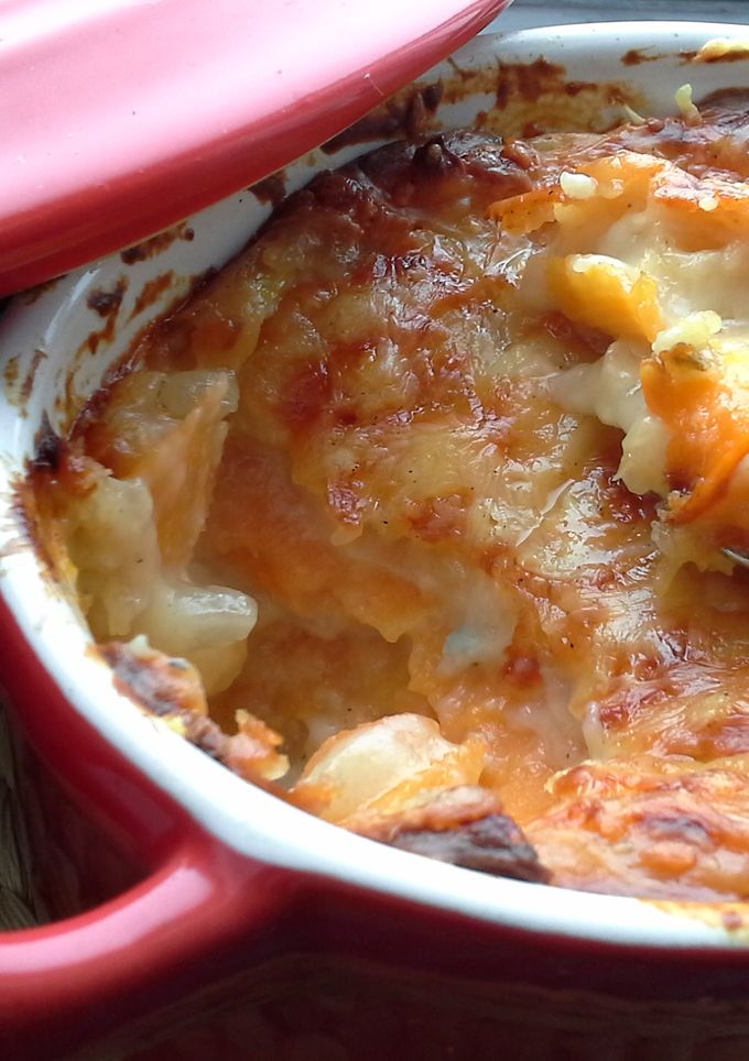 Una foto de Gratinado de boniato con zanahorias y queso azul