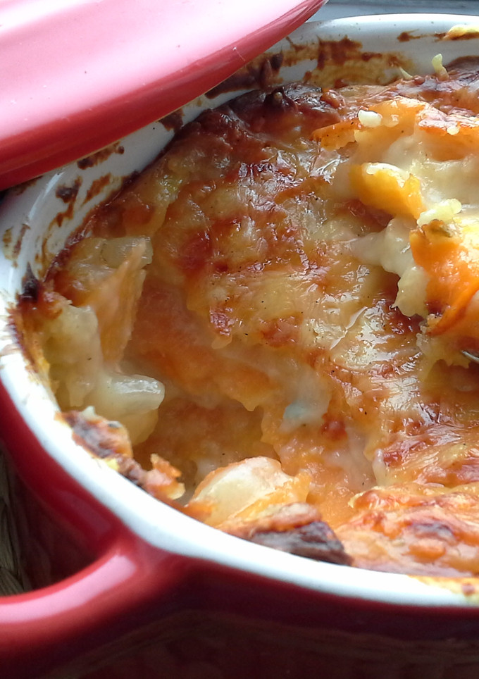 Una foto de Gratinado de boniato con zanahorias y queso azul