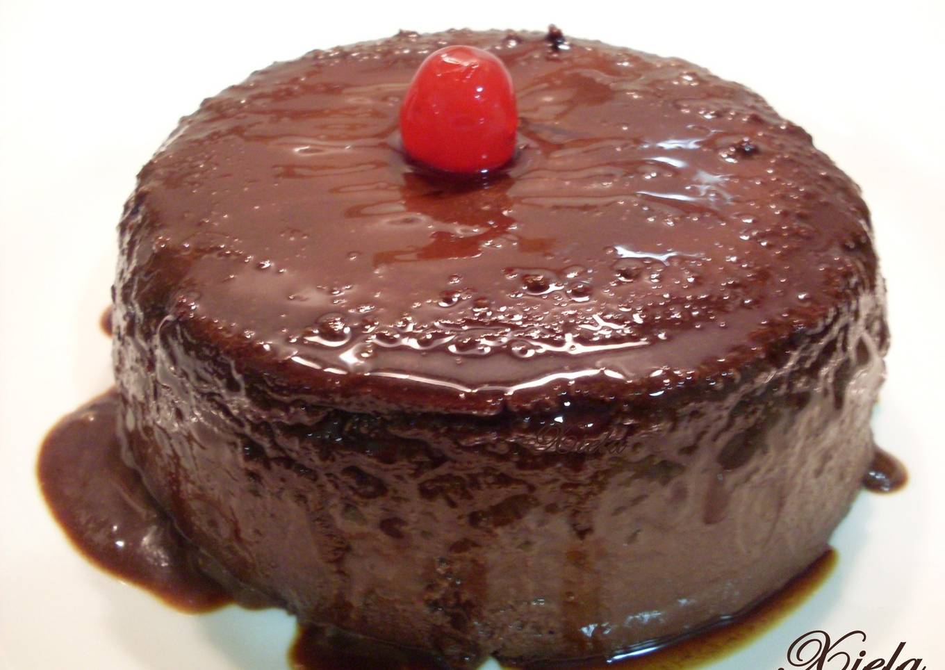 Flan de chocolate con nata