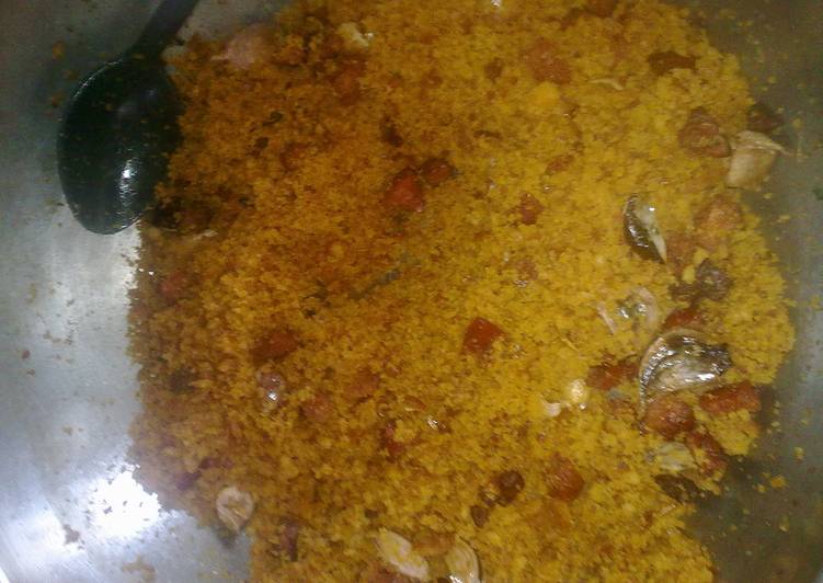 Migas con pan de pueblo y chorizo dulce
