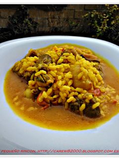 Una foto de Arroz caldoso con marisco y verduras