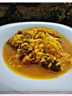 Una foto de Arroz caldoso con marisco y verduras