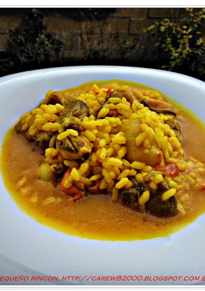Una foto de Arroz caldoso con marisco y verduras