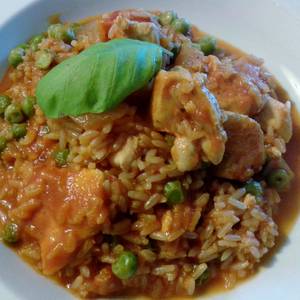 Arroz con pollo paso a paso de cuchara