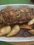 Carré "arrosto" con peras