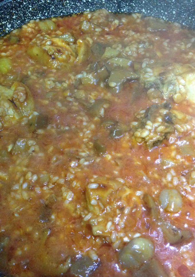 Una foto de Arroz con robellons y castañas