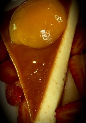 Una foto de Flan de Melocotón