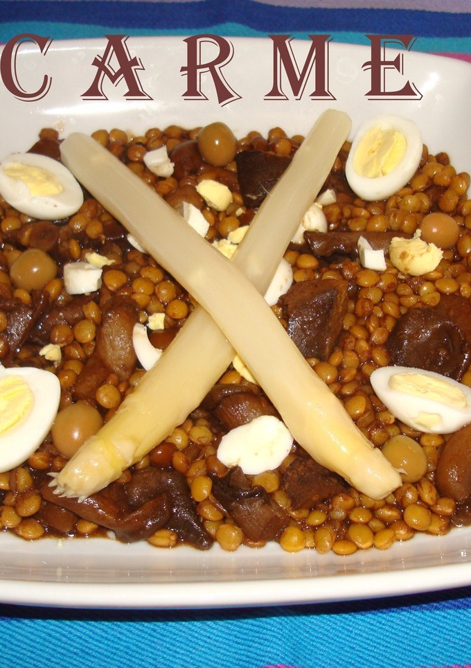 Una foto de Ensalada de lentejas y setas