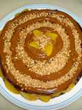 Torta de dulce de leche y duraznos