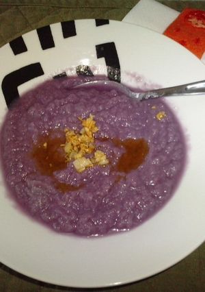 Una foto de Crema de lombarda con sofrito