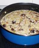 Arroz con setas, piña y Gorgonzola