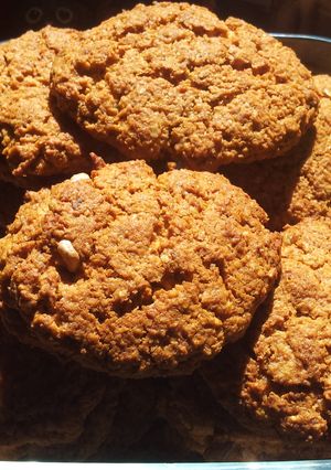 A picture of Egg-Free Oatmeal, Walnut, and Coconut Cookies.