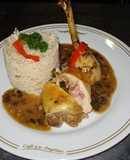 Pollo con arroz pilaf y salsa española al verdeo 