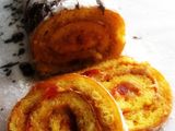 Pionono con dulce de leche, coco y cerezas