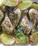 Muslitos y patatas al ajo y perejil