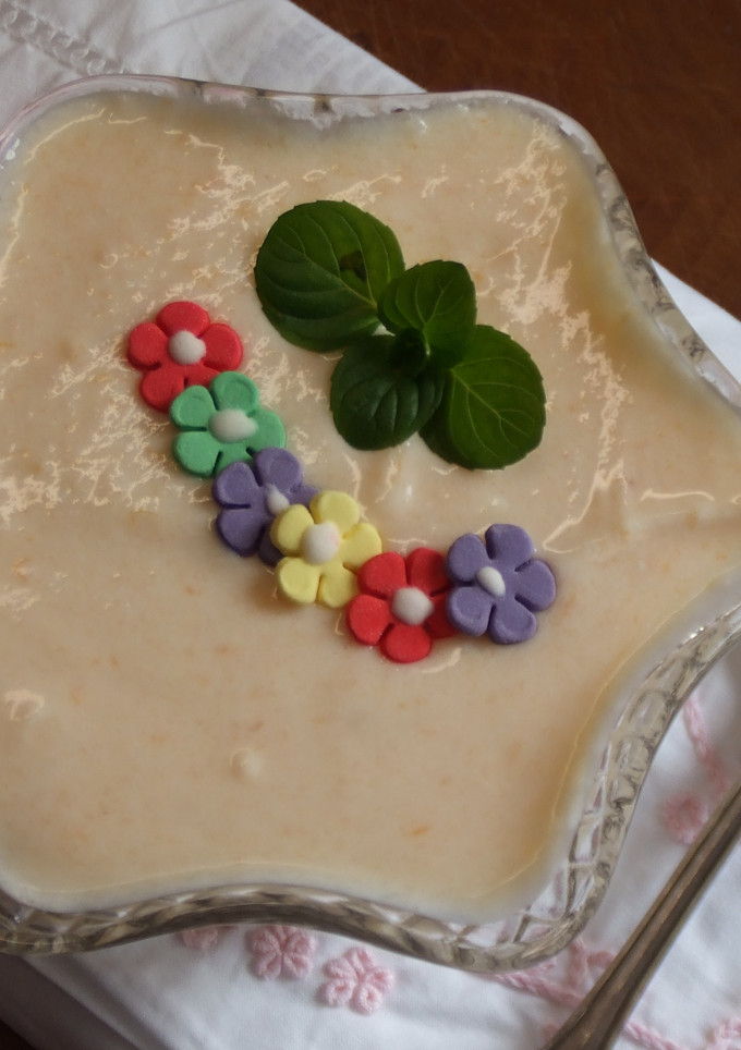 Una foto de Crema de chirimoya y caquis apta para diabéticos