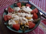 Ensalada con huevo cocido y espárragos