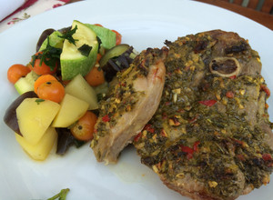 Una foto de Cordero con chermoula (mi versión)