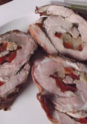 Una foto de Rollo de falda de cerdo a las brasas