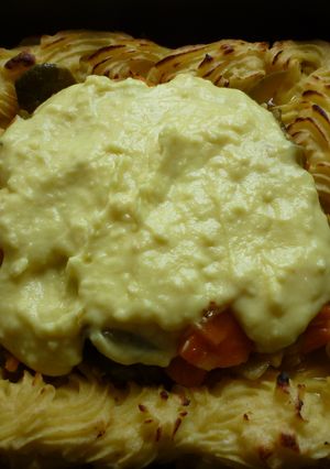 Una foto de Vegetales con crema de azafrán