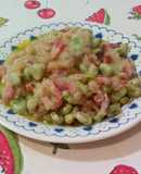 Habas con tiras de bacon o tacos de jamón