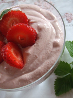 Una foto de Crema de mascarpone y fresas