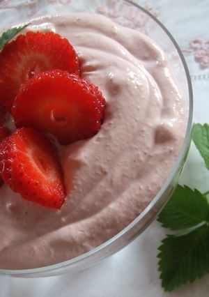 Una foto de Crema de mascarpone y fresas 