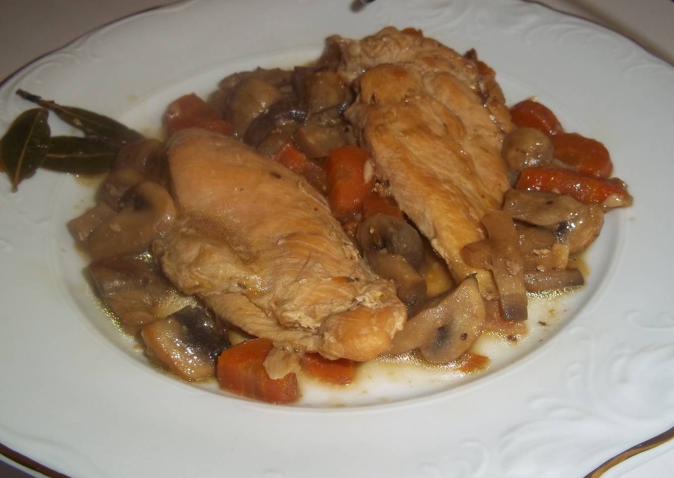 Pechuga de pollo a filetes con champiñones