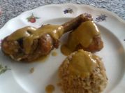 Una foto de pollo al cognac