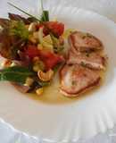 Ensalada primavera con hoja de roble