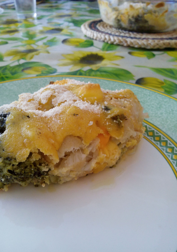 Una foto de Pastel de brócoli y coliflor con bechamel