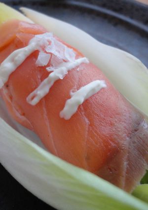Una foto de Rollito de salmón ahumado