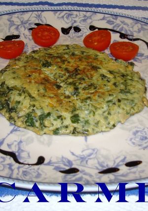 Una foto de Tortilla de garbanzos y acelgas