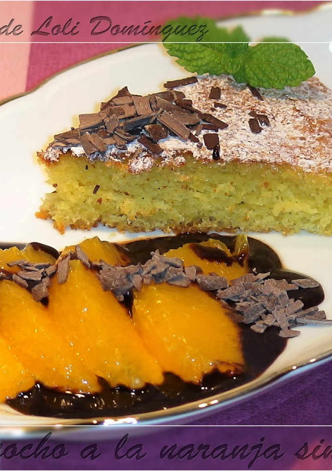 Una foto de Bizcocho a la naranja sin huevos ni leche