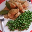 Pechuga de pollo con salsa de cebolla y judías verdes
