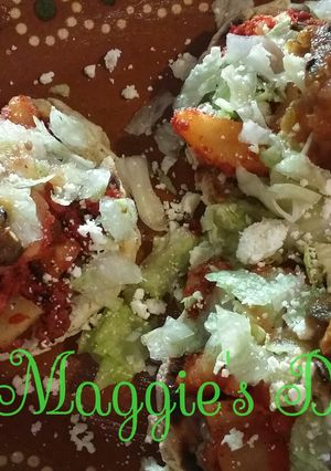 A picture of Sopes with Chorizo and Potato.