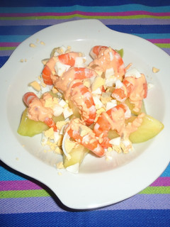 Una foto de Melón con langostinos