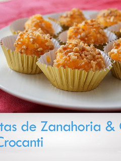Una foto de Bolitas de zanahoria y coco al crocanti