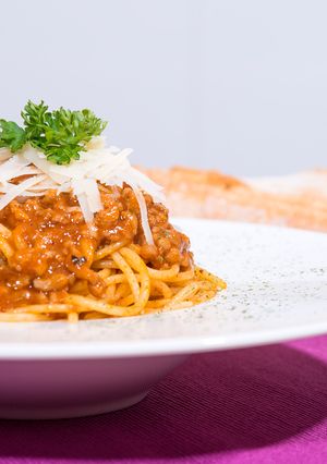 Una foto de Espaguetis en salsa boloñesa
