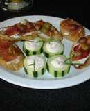 Aperitivos de uva y jamón serrano