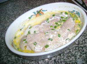 Una foto de Merluza con verdeo y curry (Microondas)