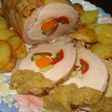Lomo de cerdo mechado con puré de manzana