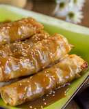 Roll de plátano con caramelo estilo tailandés