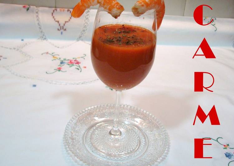 Gazpacho de sandía con langostinos