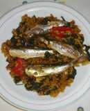 Arroz con espinacas y sardinas