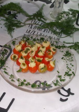 Una foto de Tomates cherry con queso