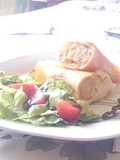 Crepes de salmorejo rellenos de tortilla de patatas
