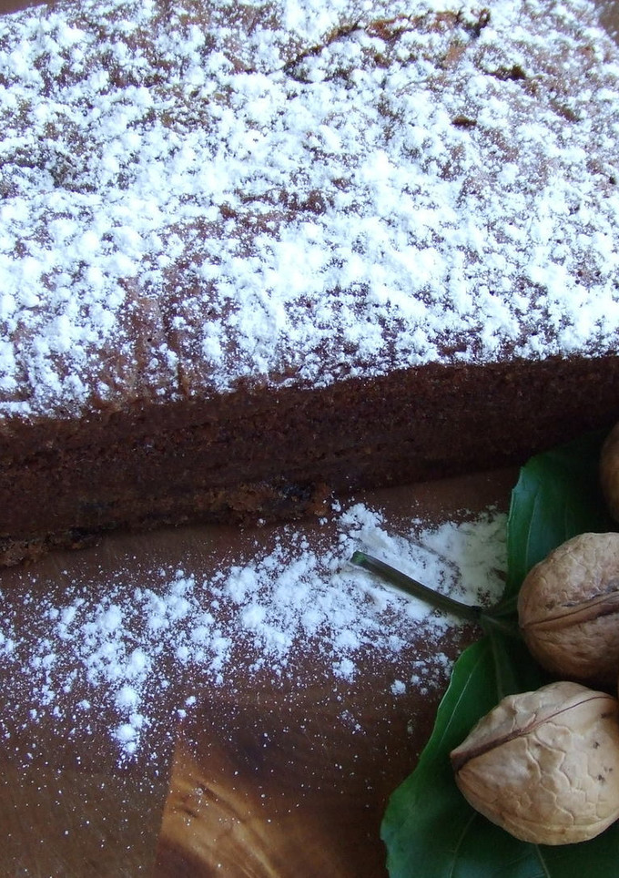 Una foto de Cake de nueces con salsa de coñac