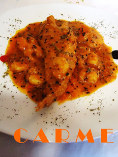 Una foto de Rape con gambitas y caviar al cava