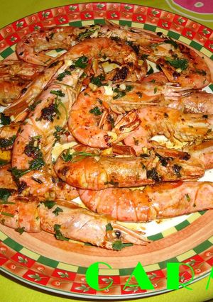 Una foto de Gambas a la plancha con ajo y perejil